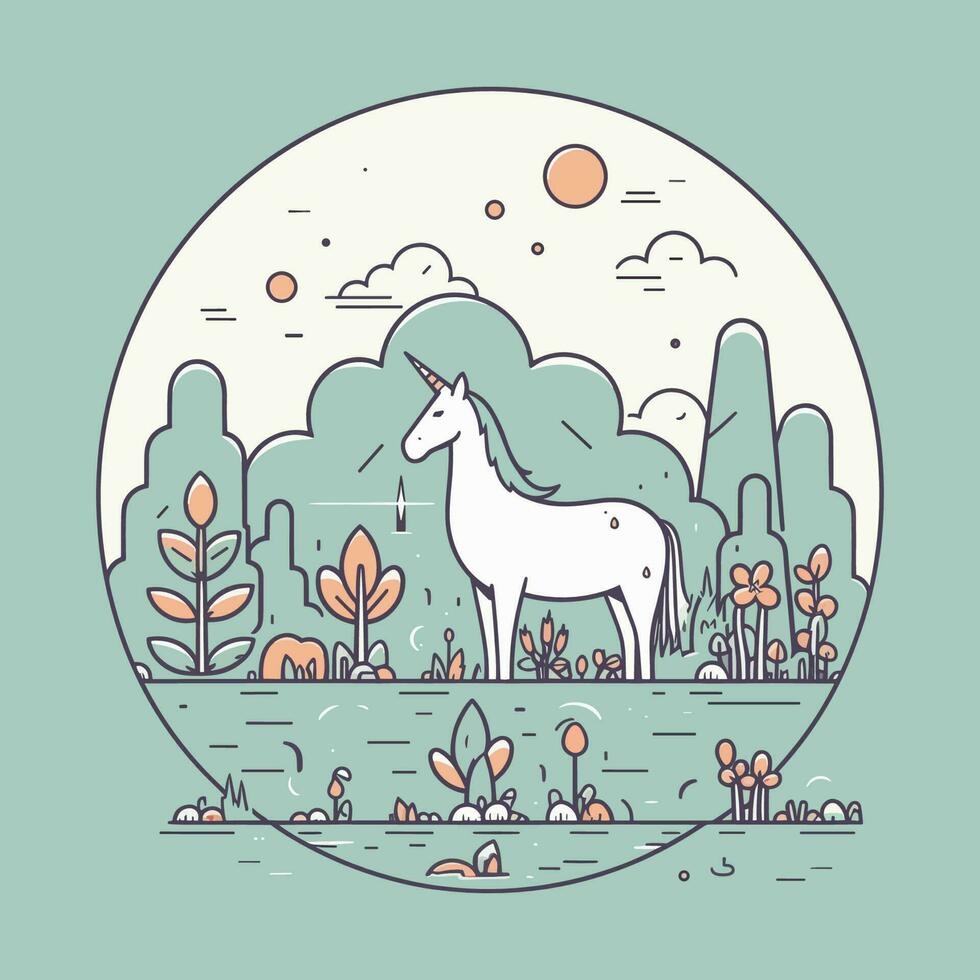 cute and colorful kawaii unicorn illustration perfect for any fun and whimsical design project vector