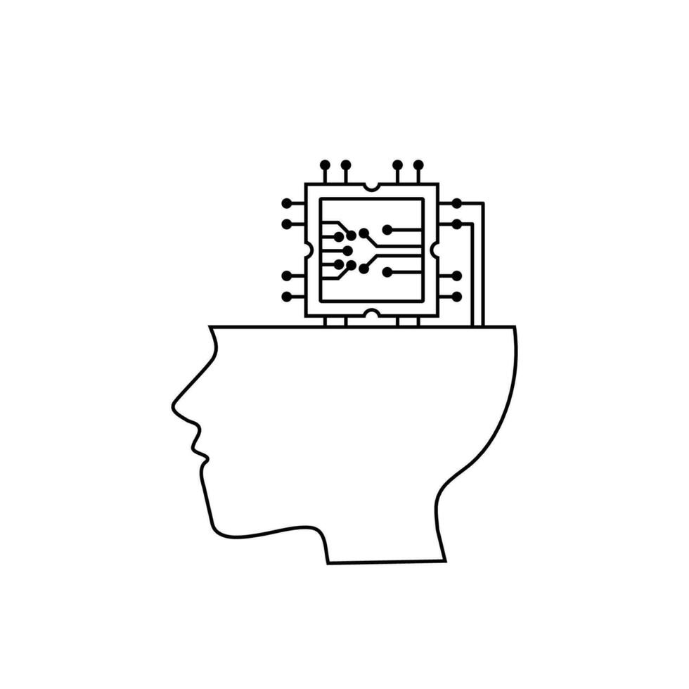 artificial inteligencia icono símbolo tecnología sistema y artificial inteligencia cabeza vector