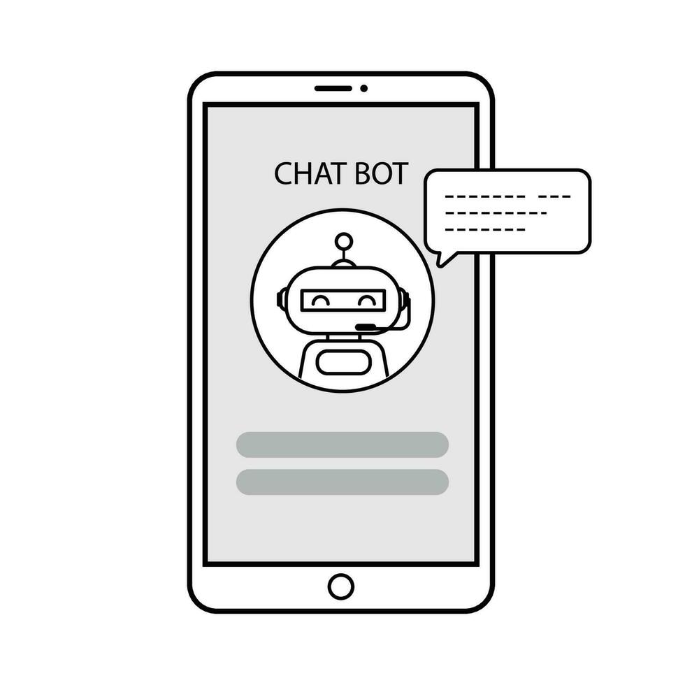 chatbot enviando mensaje en teléfono inteligente vector