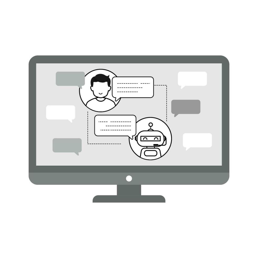 artificial inteligencia robot en computadora pantalla. vector