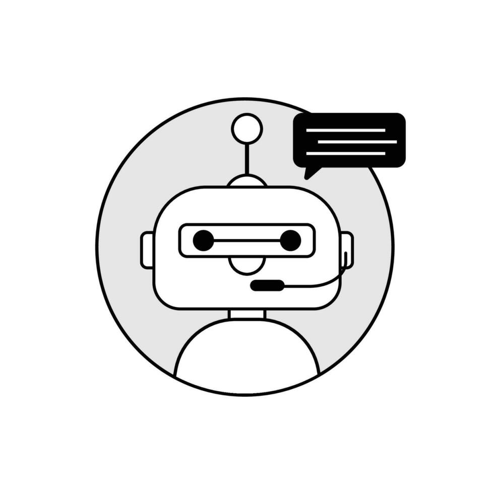 robot icono t con habla burbuja en circulo vector ilustración