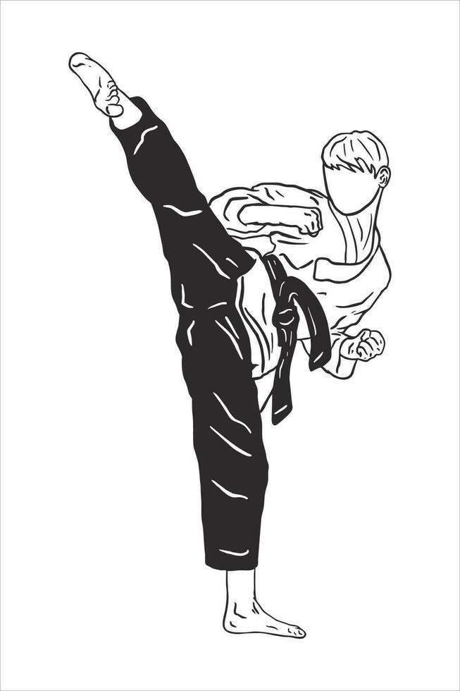 Fast kick fighting technique silhouette vector illustration. Modern and simple logo for karate,judo and martial art icon.
