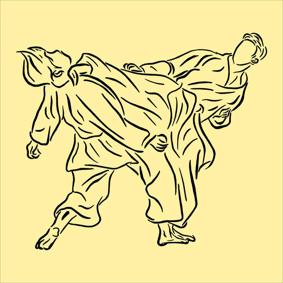 Ilustración de vector de silueta de técnica de lucha de patada rápida. logo moderno y simple para karate, judo e ícono de arte marcial.