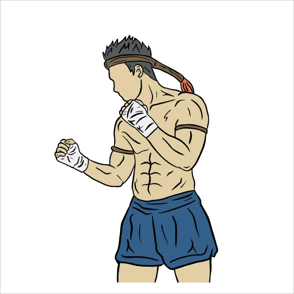 Illustration of a Muay Thai Fighter vector