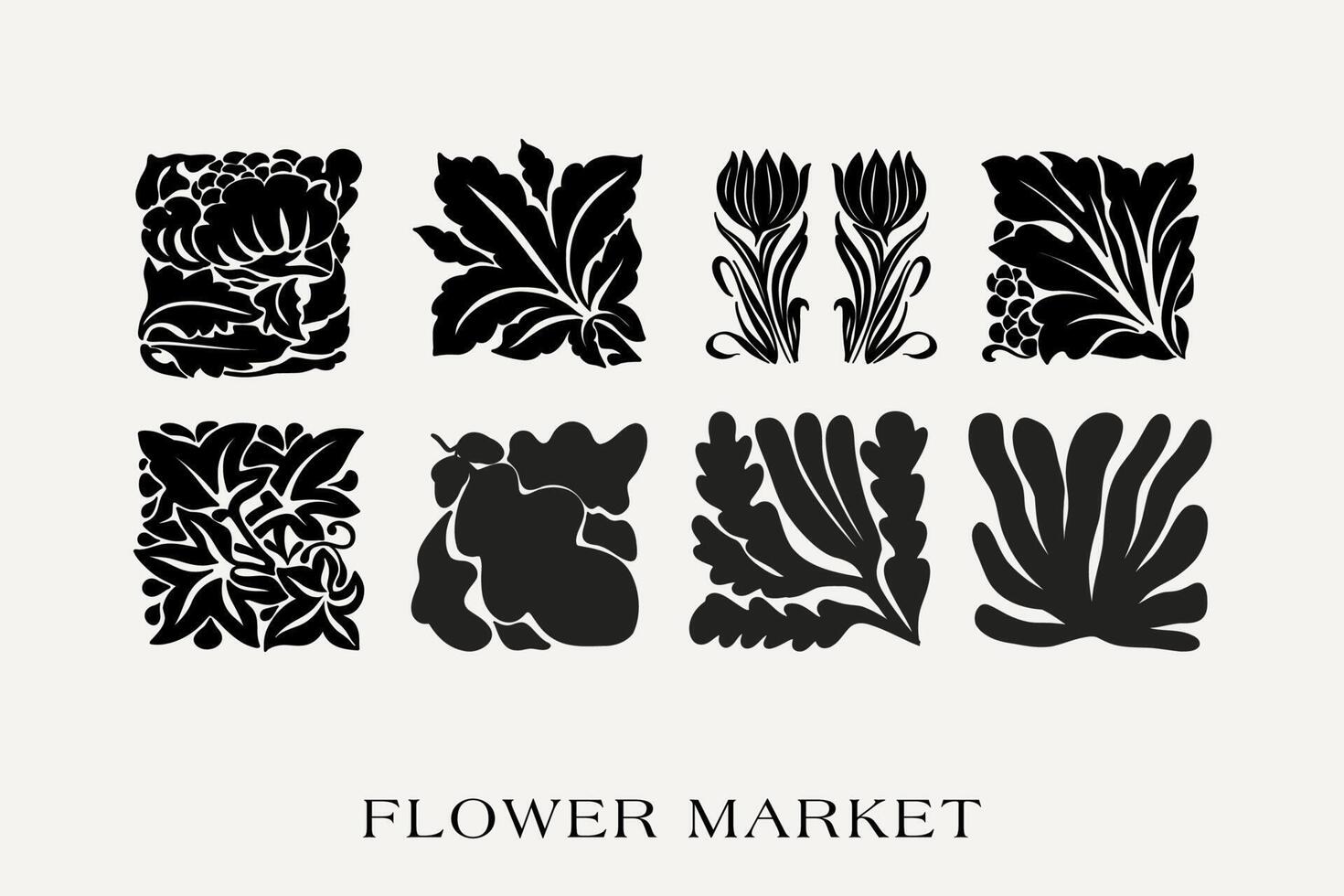 A set of floral posters. Hand drawn design for wallpaper, wall decor, print, postcard, cover, template, banner. vector