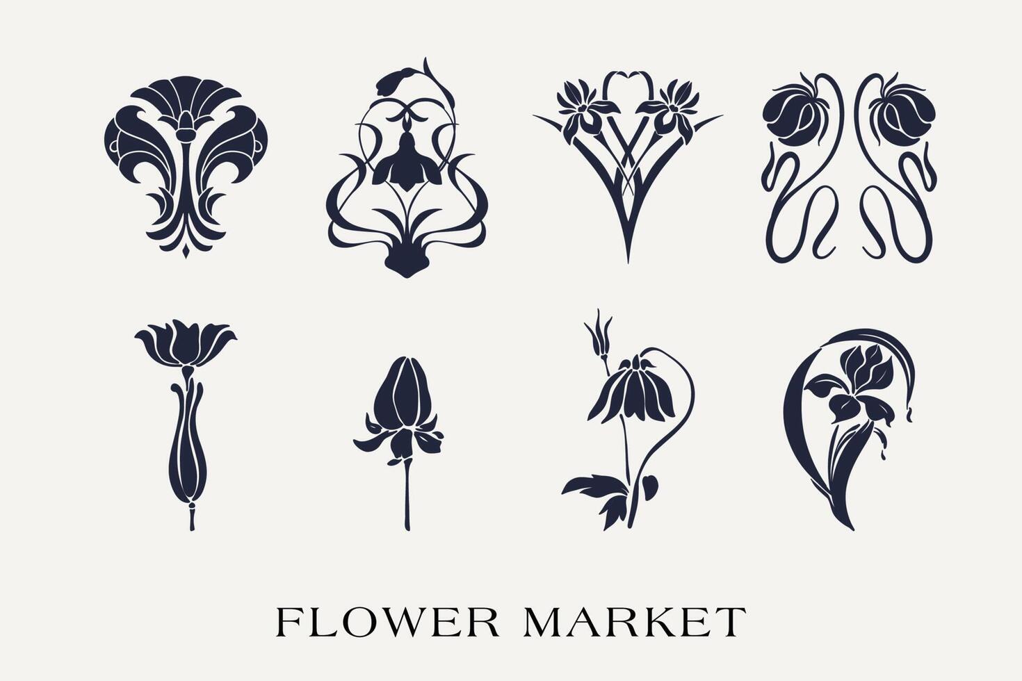 A set of floral posters. Hand drawn design for wallpaper, wall decor, print, postcard, cover, template, banner. vector