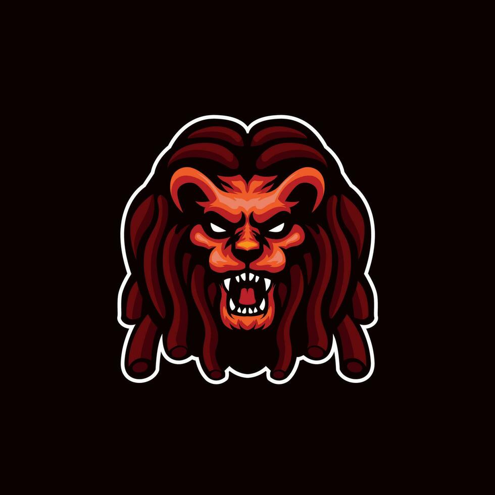 león rugido con rastas pelo enojado caras, mascota para Deportes equipo vector