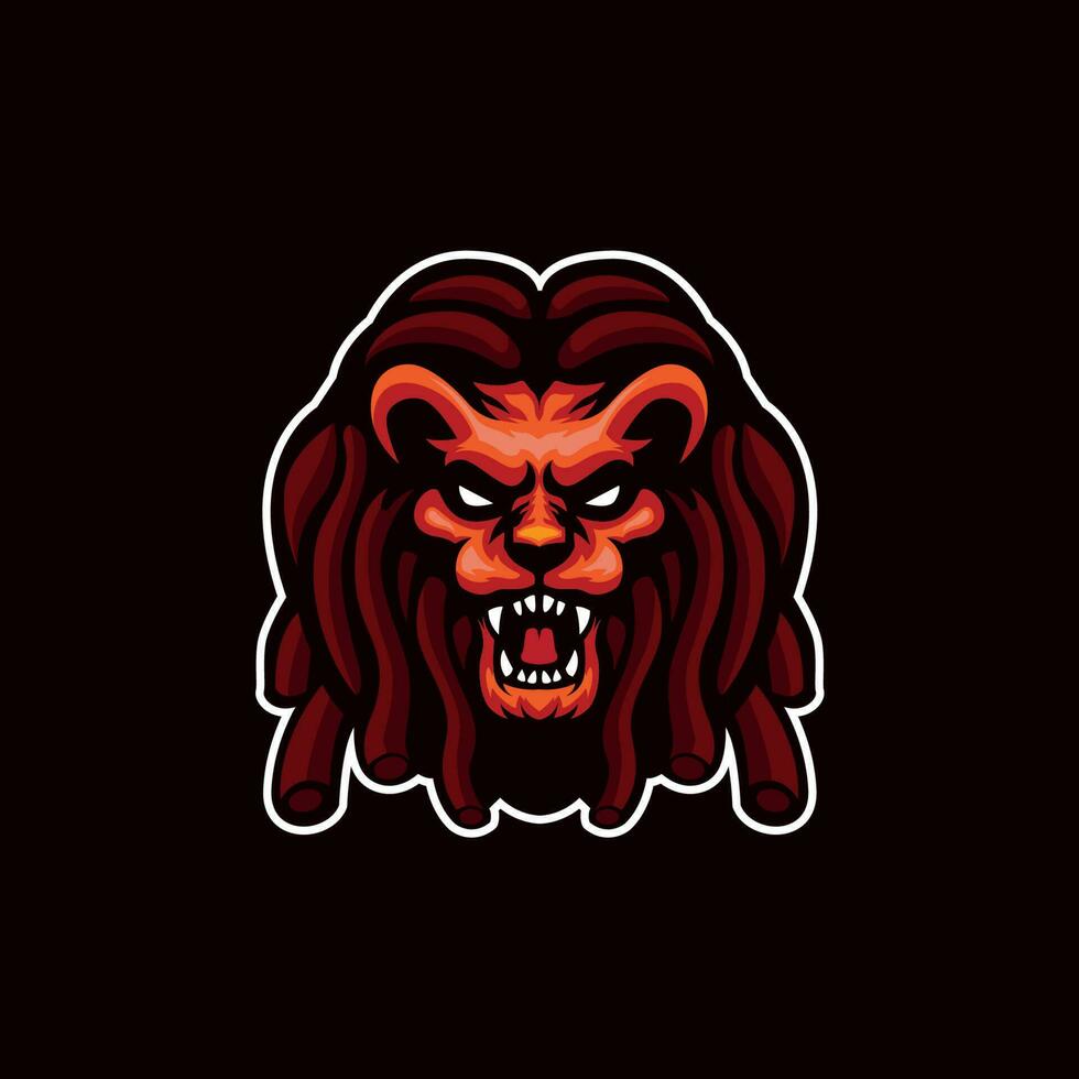 Lion roar with dreadlock hair angry faces, mascot for sports team vector
