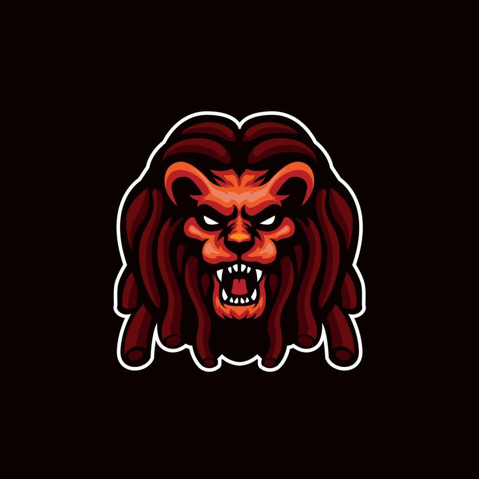 Lion roar with dreadlock hair angry faces, mascot for sports team vector