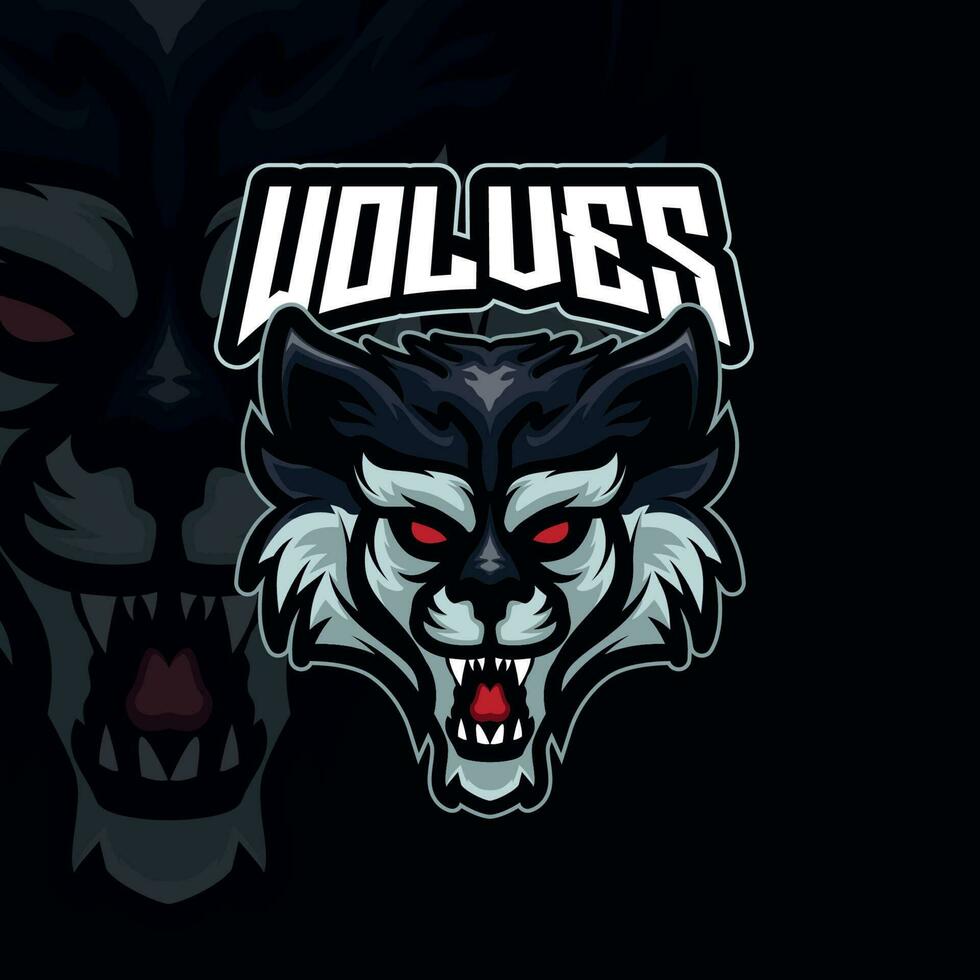 Lobos cabeza mascota logo moderno para Deportes equipo vector
