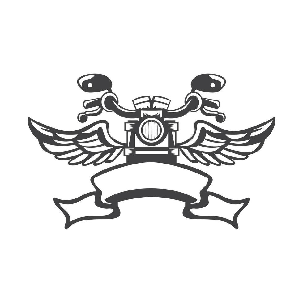 Bikers club emblem with empty text ribbon below vector