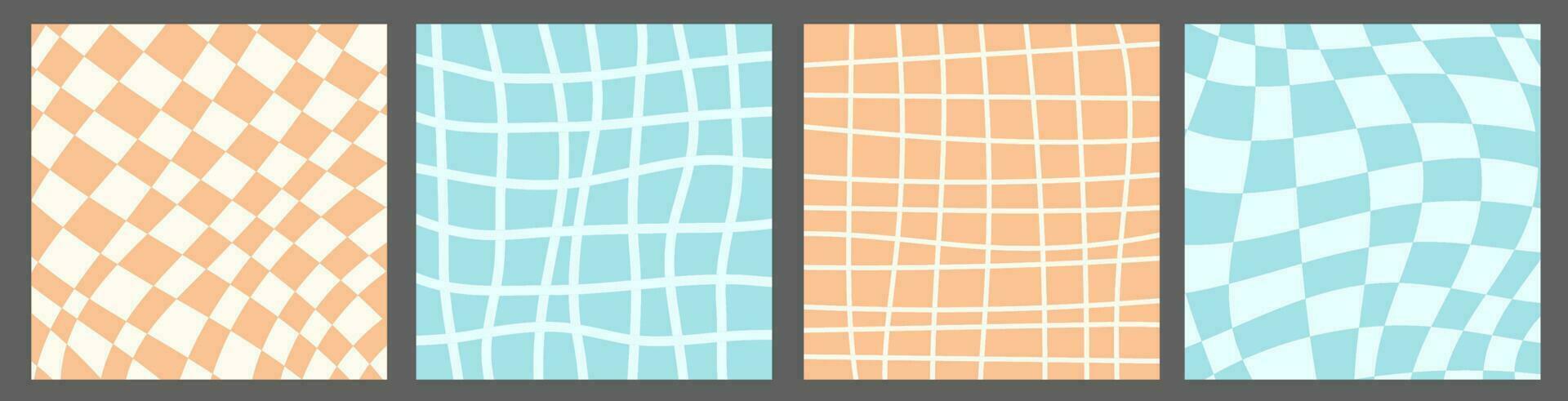 Groovy set with Checker and grid backgrounds vector