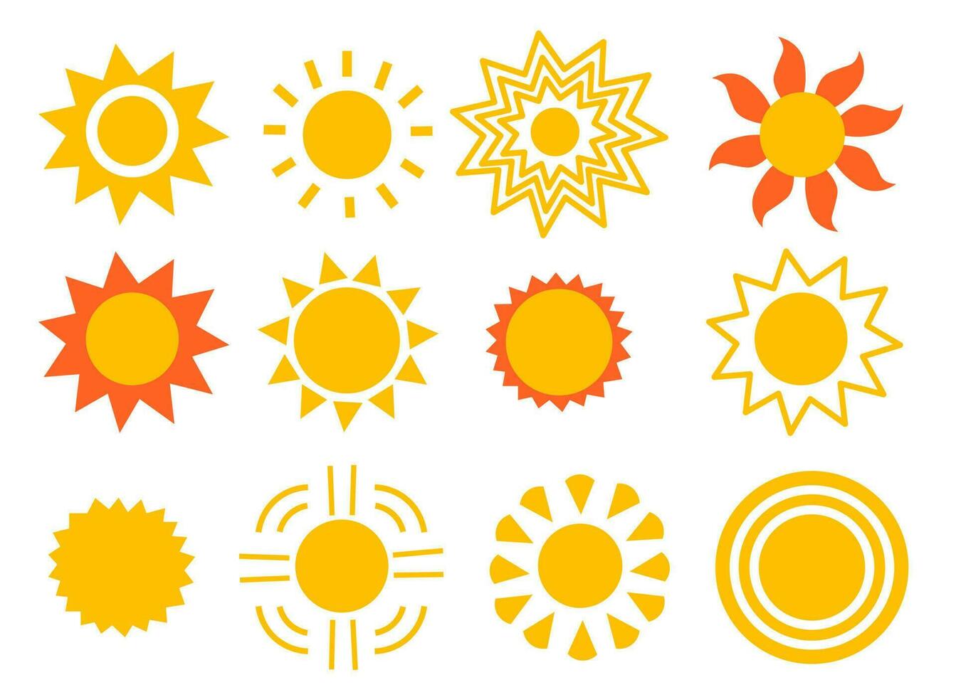 Minimal sun icons big set vector