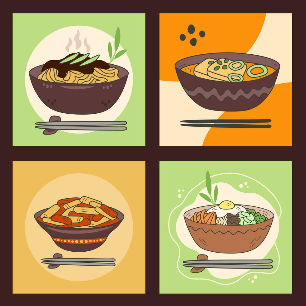 coreano comida carteles conjunto vector