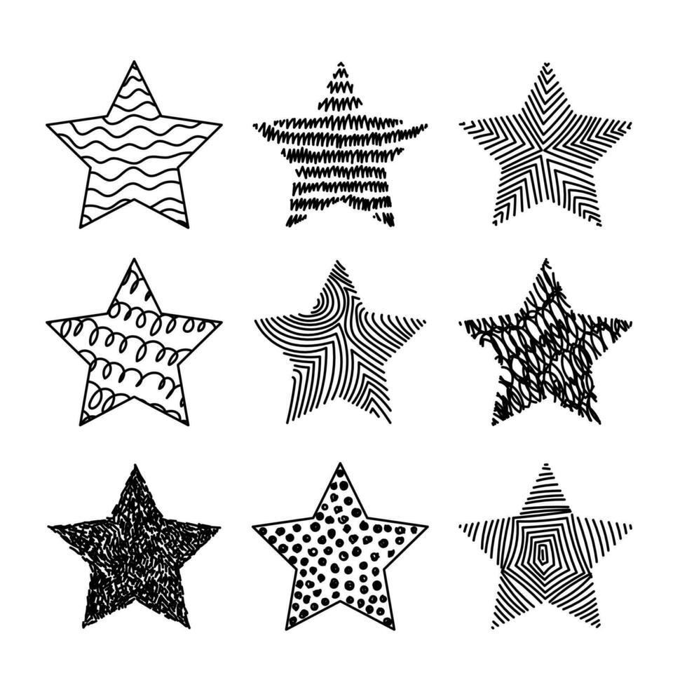 Doodle stars set vector