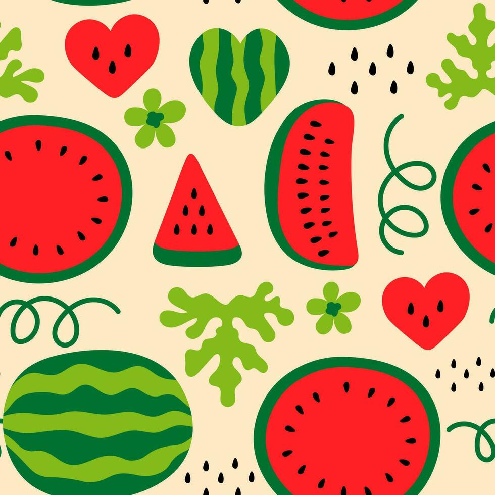 Watermelon vector seamless pattern