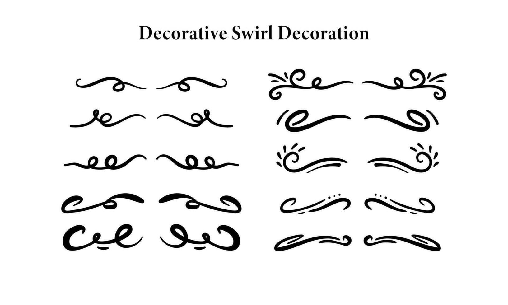 collection vector design element assets of doodle swirl line decoration
