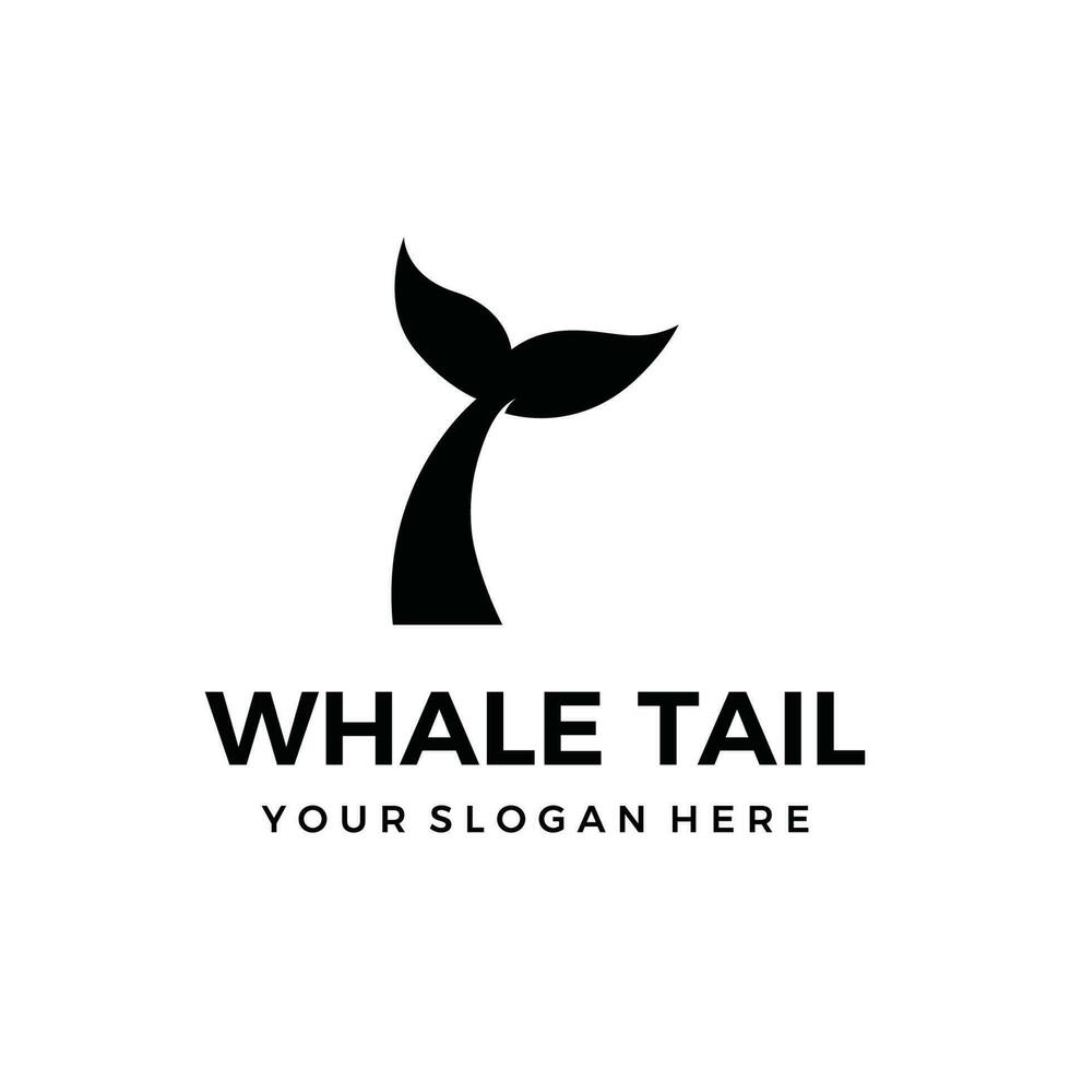 Whale mammal tail animal logo template design with water waves concept. vector