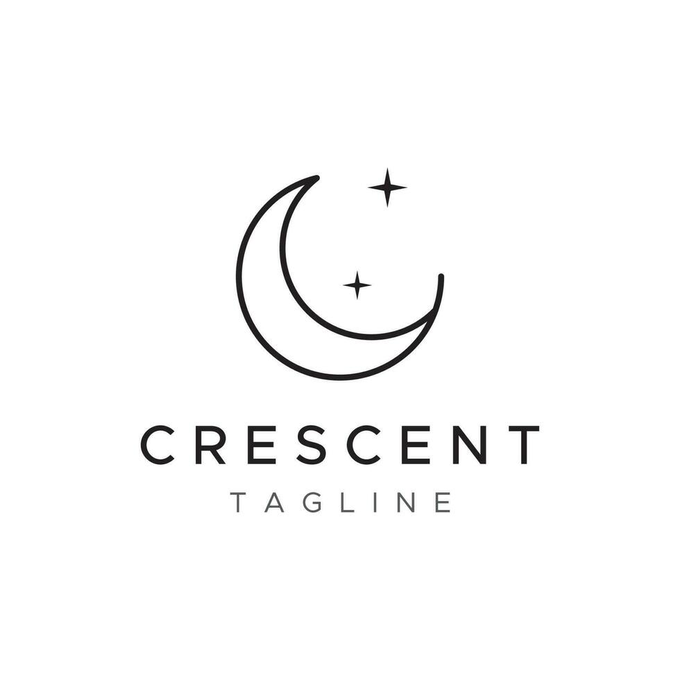 Logo design template crescent and star with modern concept isolated on background. vector