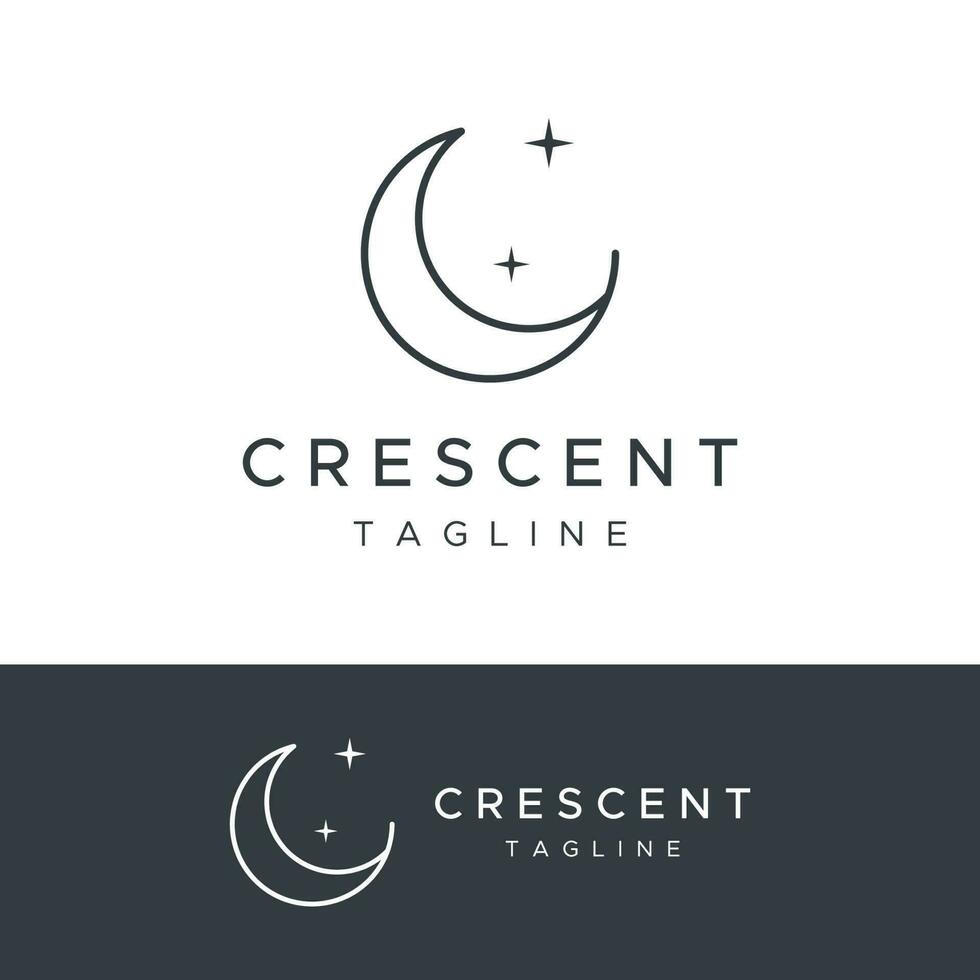 Logo design template crescent and star with modern concept isolated on background. vector