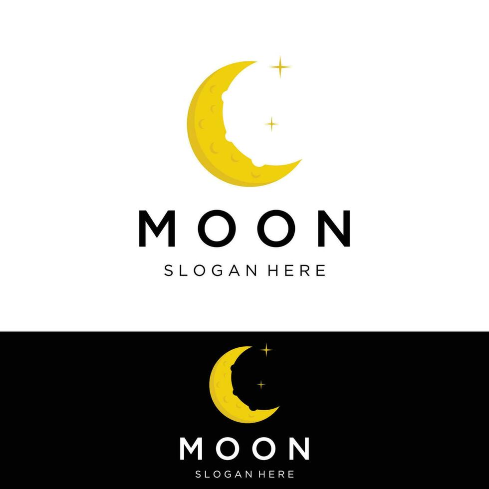 Logo design template crescent and star with modern concept isolated on background. vector