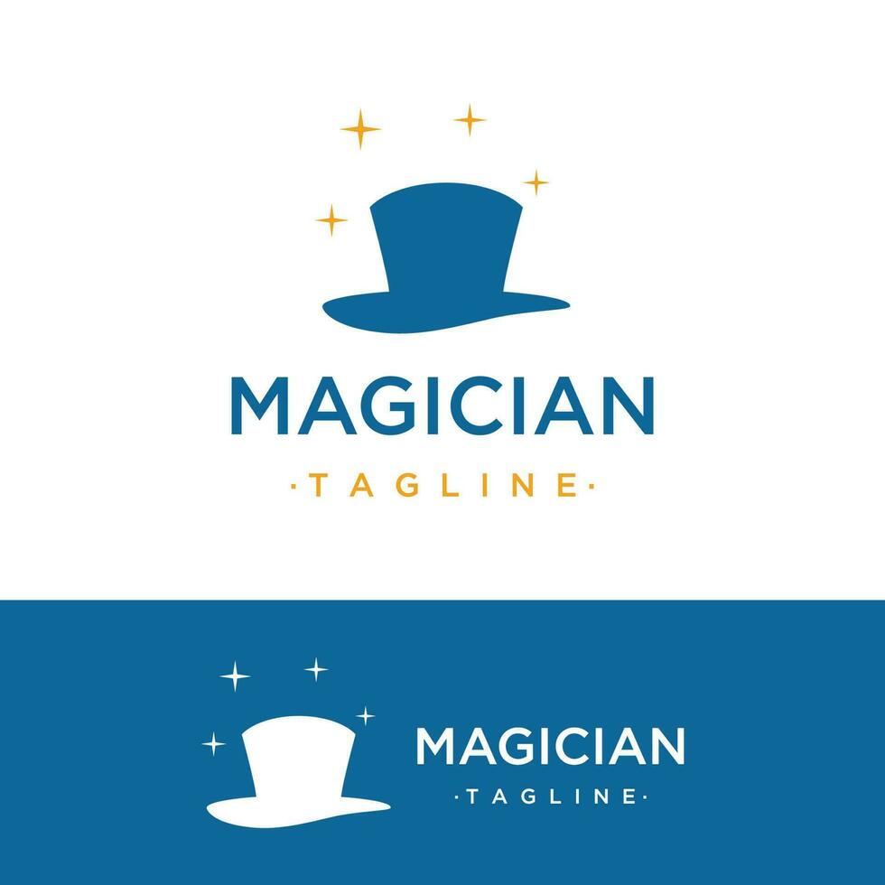 Simple magician hat with star sign logo template design with creative idea. vector