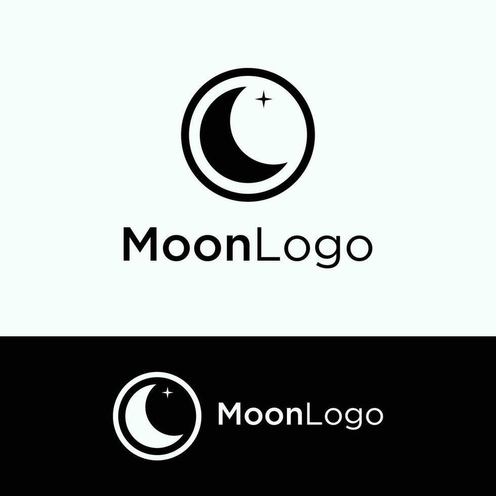 Logo design template crescent and star with modern concept isolated on background. vector