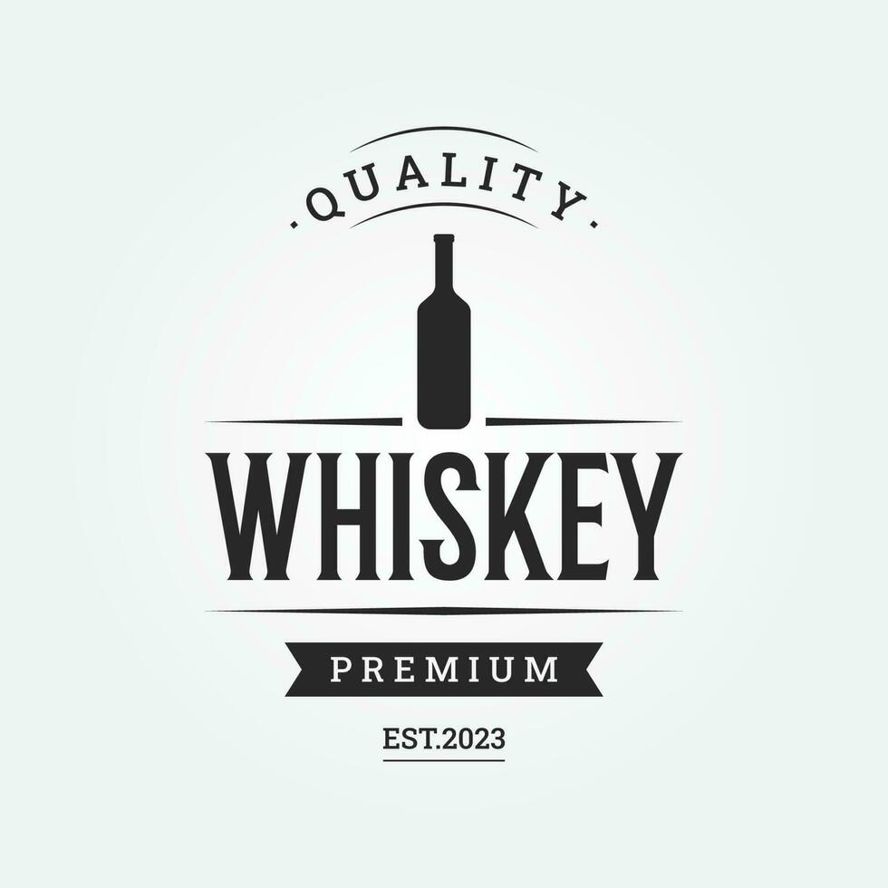 Clásico prima whisky logotipo etiqueta con mano letras. para bebidas , Ron, pub, compañía. vector