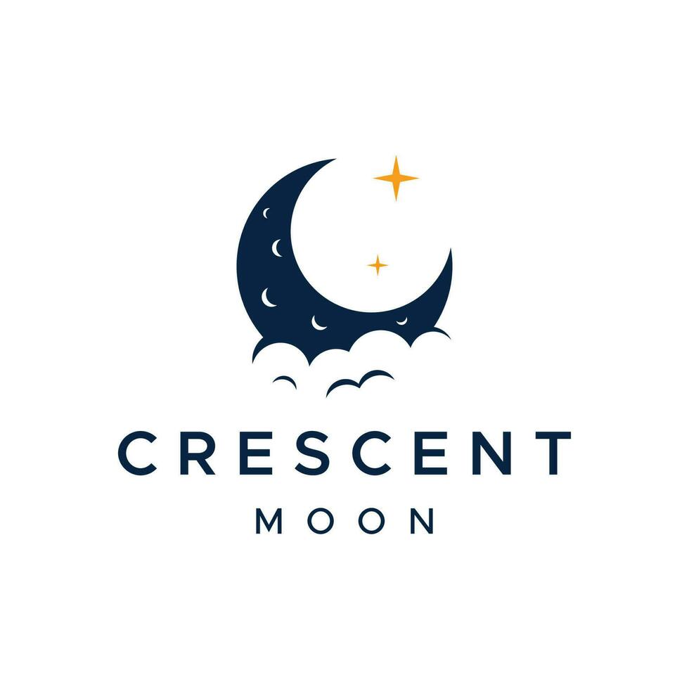 Logo design template crescent and star with modern concept isolated on background. vector