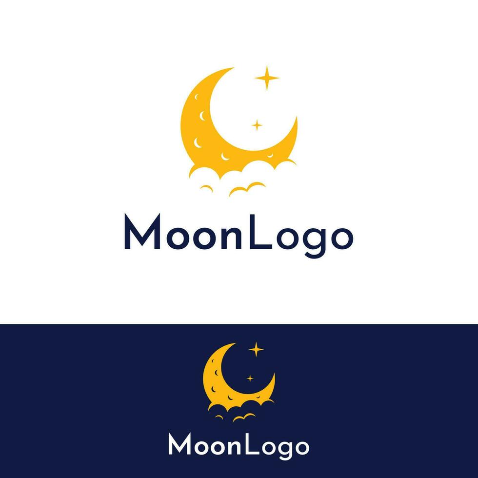 Logo design template crescent and star with modern concept isolated on background. vector