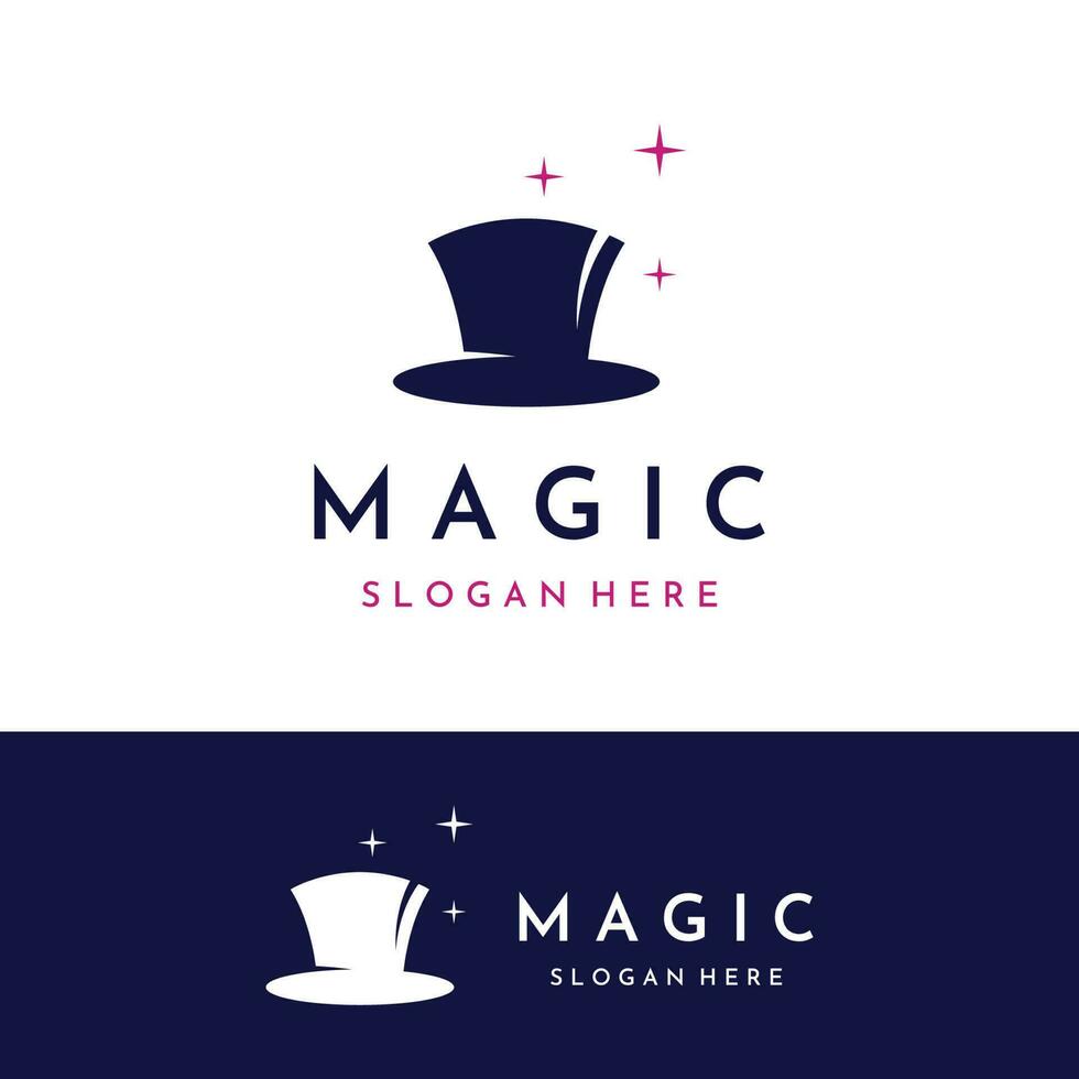 Simple magician hat with star sign logo template design with creative idea. vector