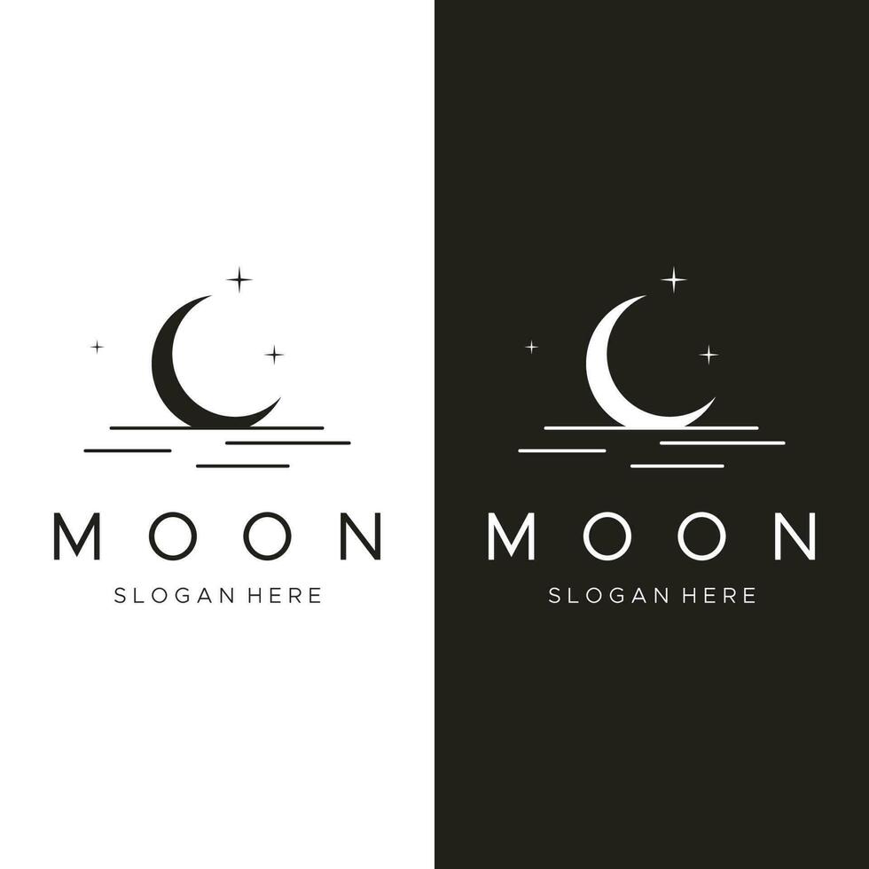 Logo design template crescent and star with modern concept isolated on background. vector