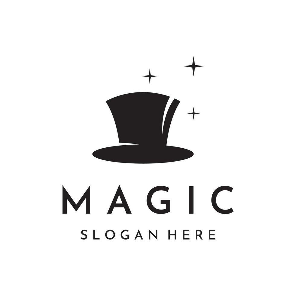 Simple magician hat with star sign logo template design with creative idea. vector