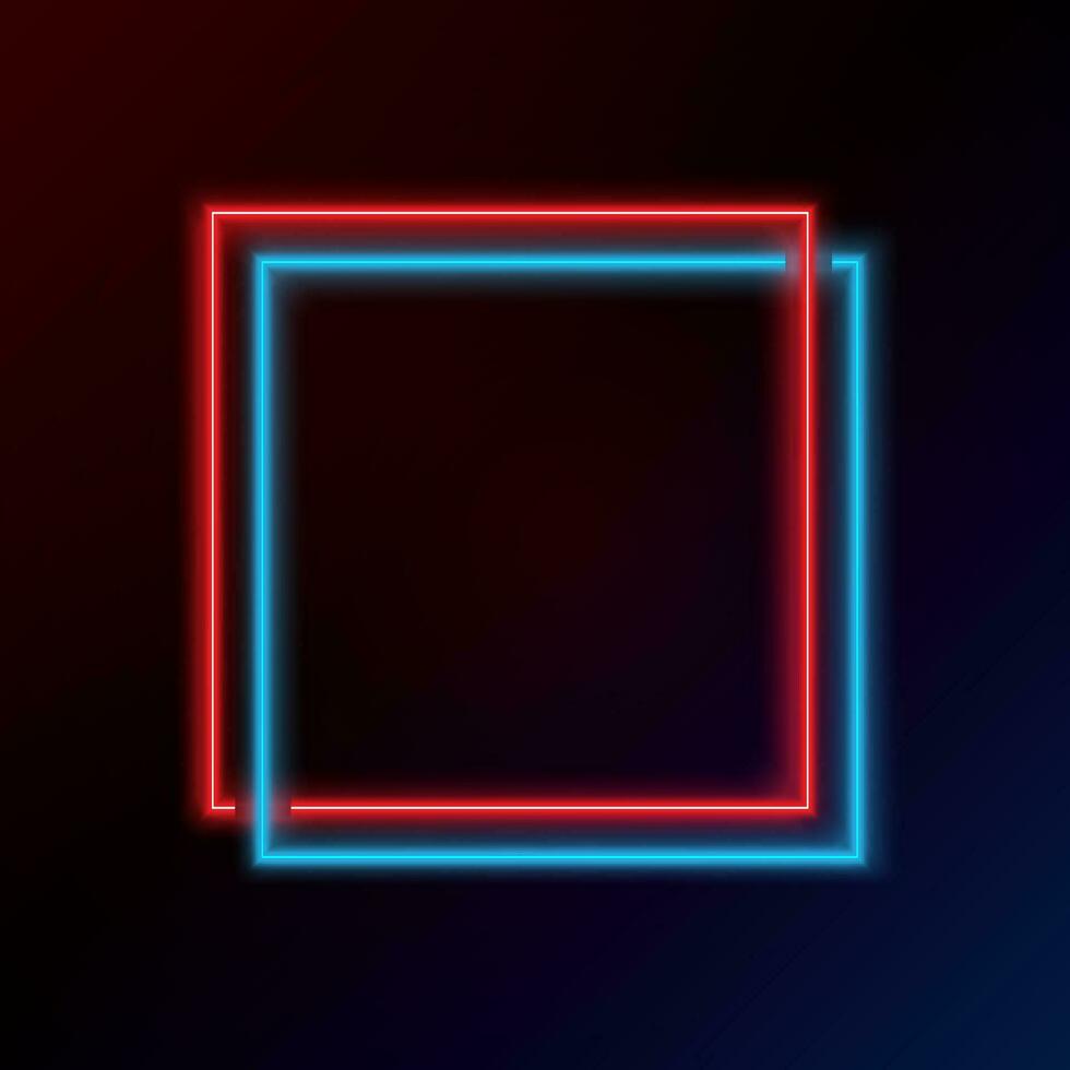 Glowing neon frame. Geometric border bright shine vectro illustration. vector