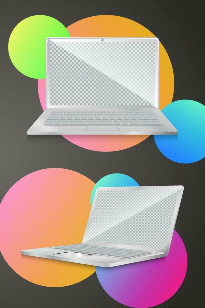 White Laptop 3D Mockup vector