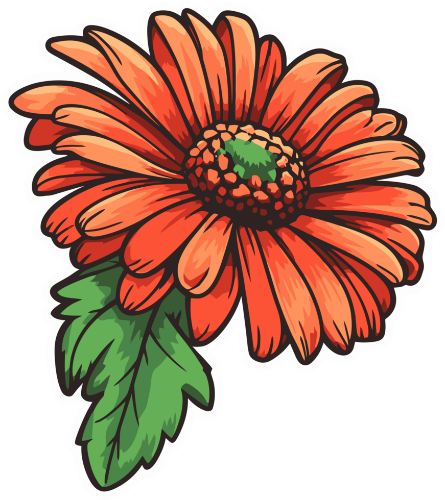 calendula flower art, floral decorative illustration for sticker and printing png