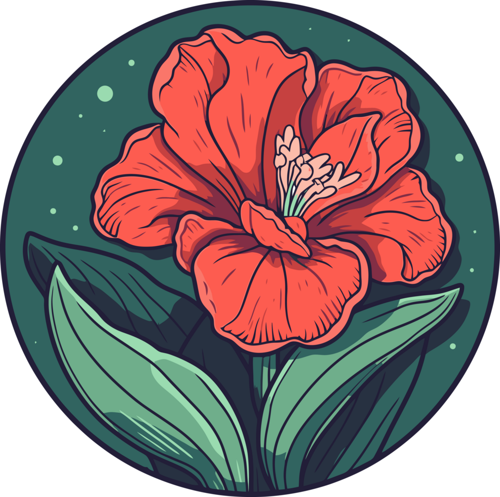 hibiscus flower art, floral decorative illustration for sticker and printing png