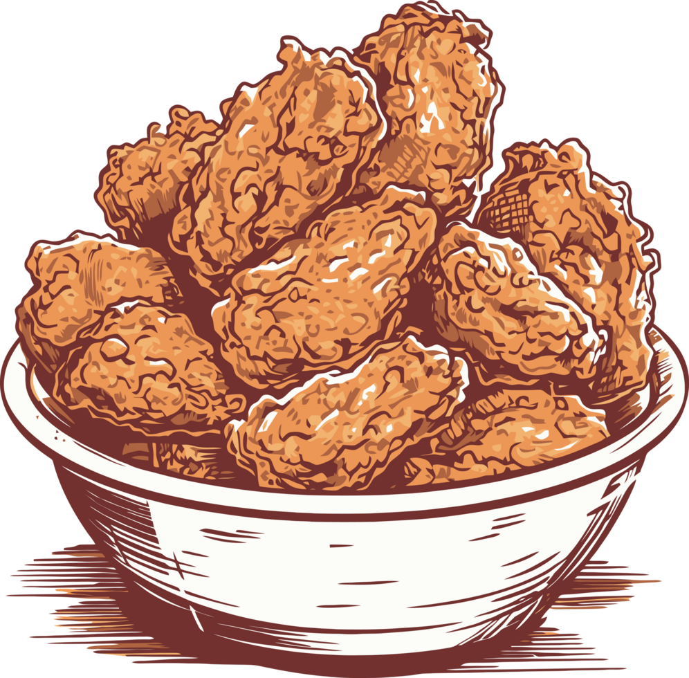 lots of fried chicken in a white bowl png