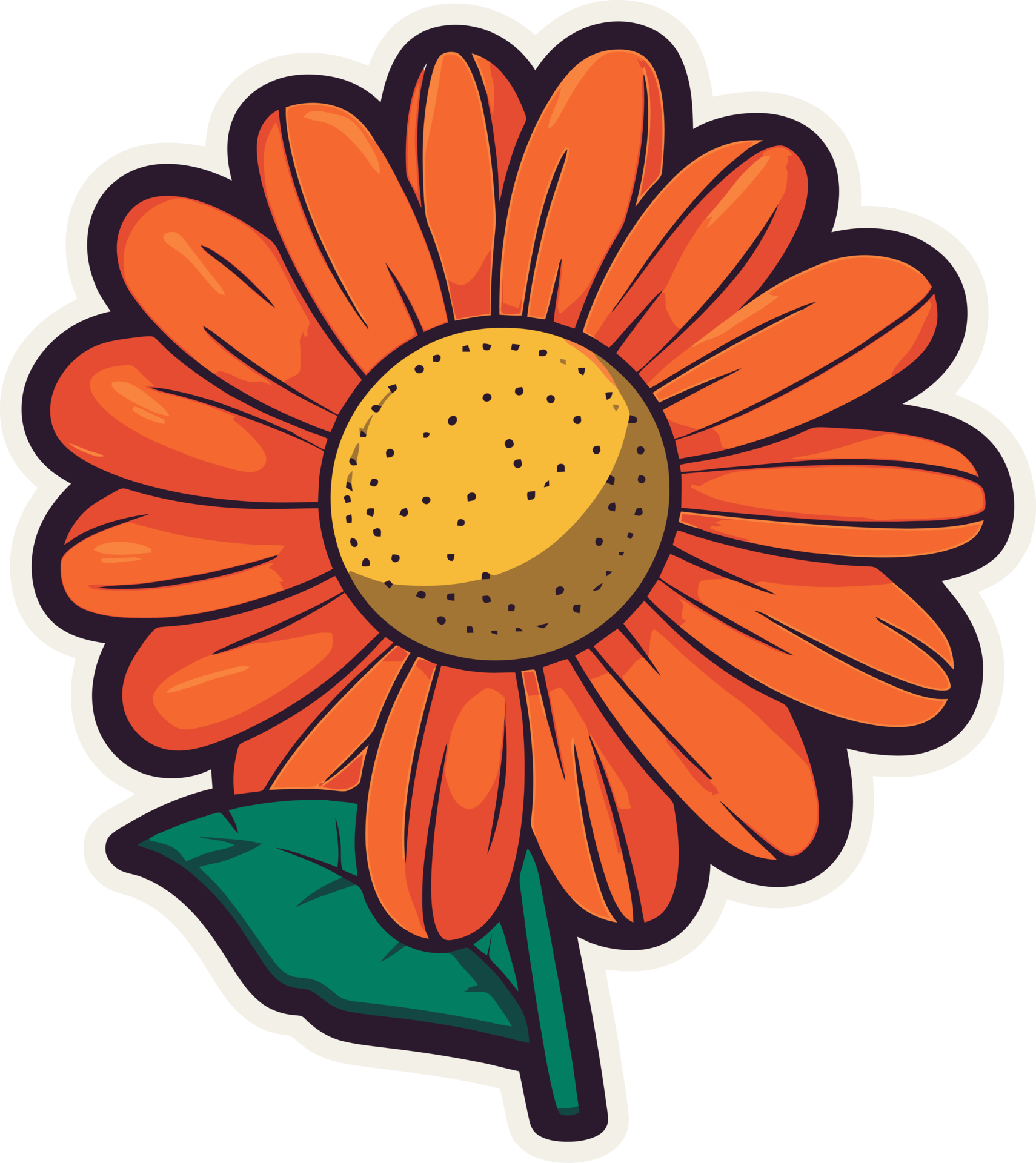 blooming cute flower cartoon art, floral decorative illustration for