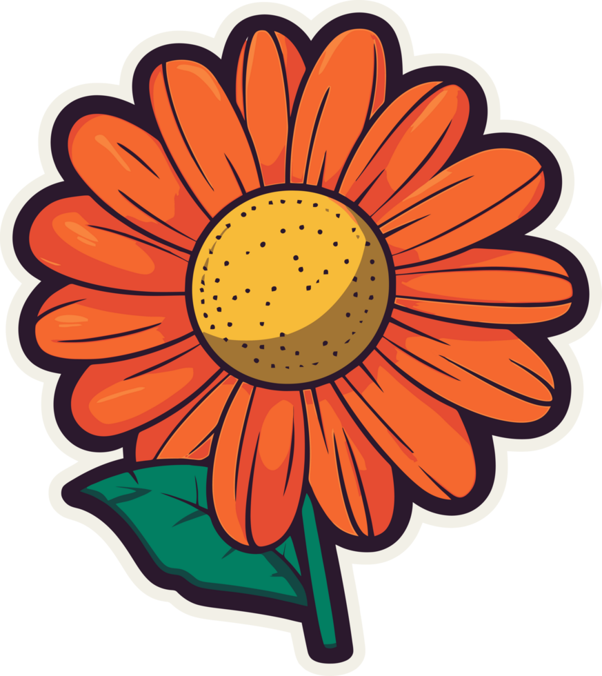 blooming cute flower cartoon art, floral decorative illustration for sticker and printing png