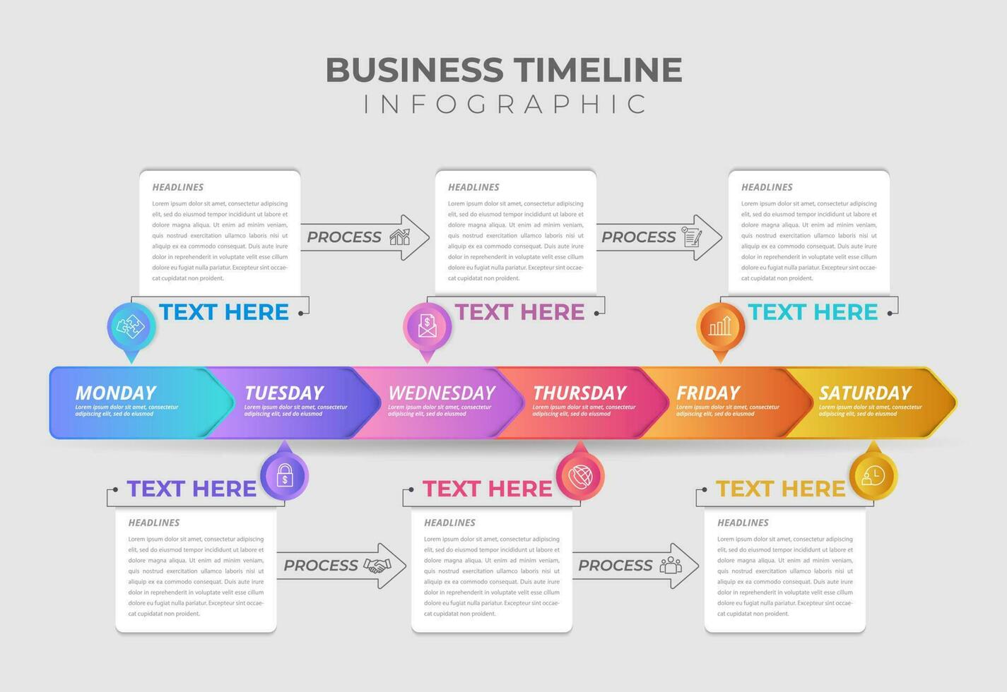 Business Infographic Weekly Timeline Template vector