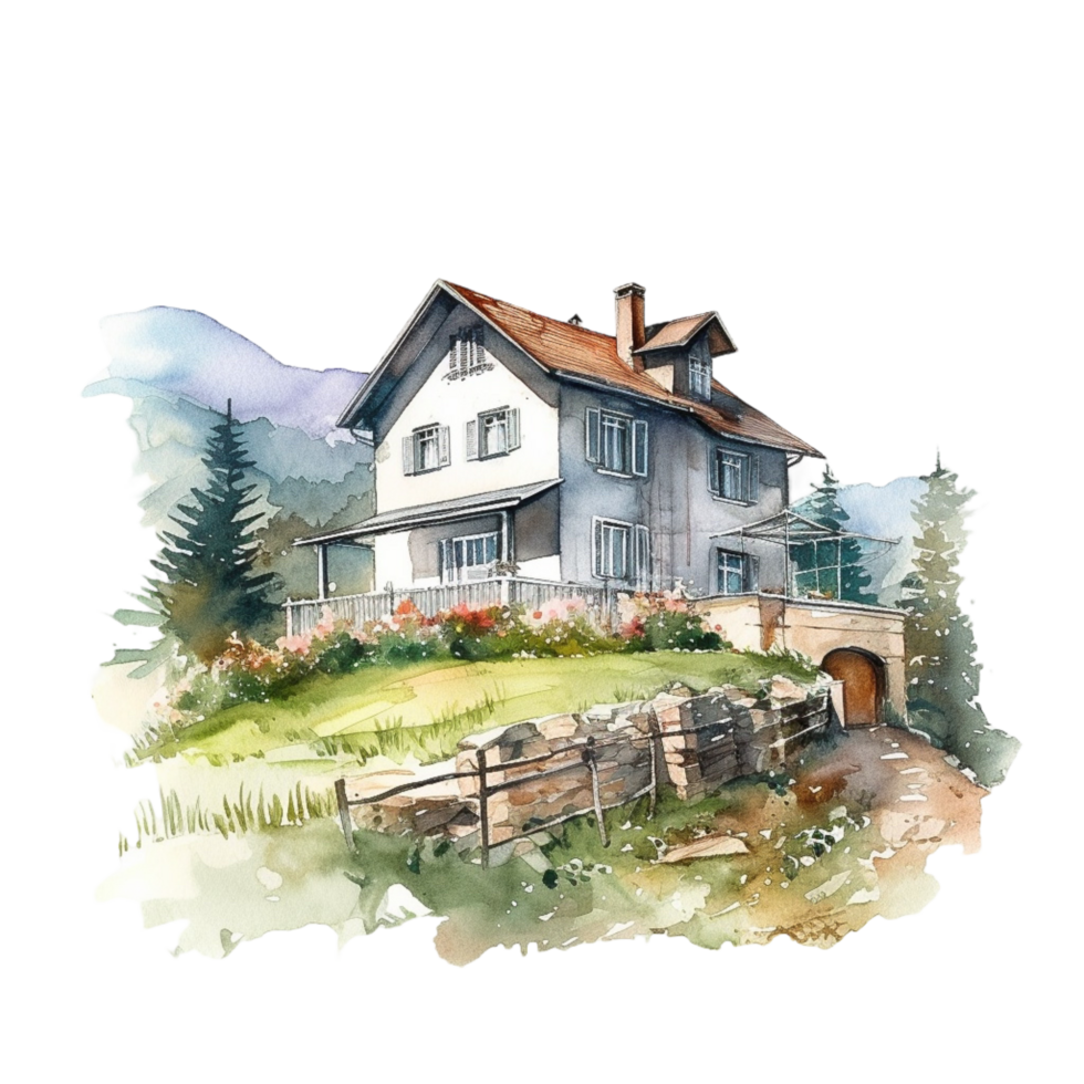 Home Watercolor Clipart, png