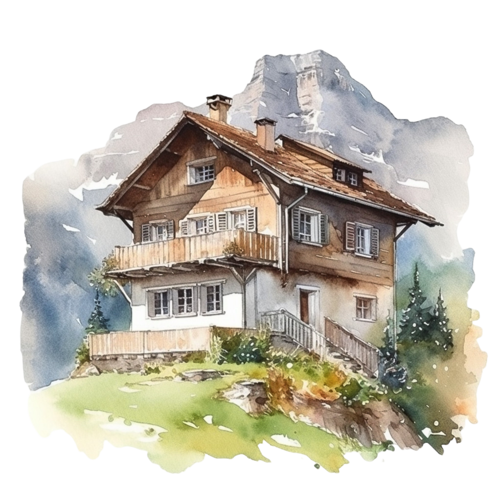 Home Watercolor Clipart, png