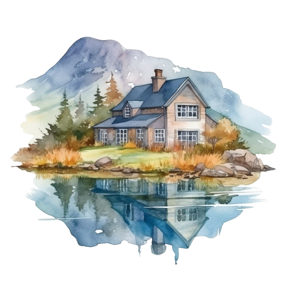 Home watercolor clipart, png