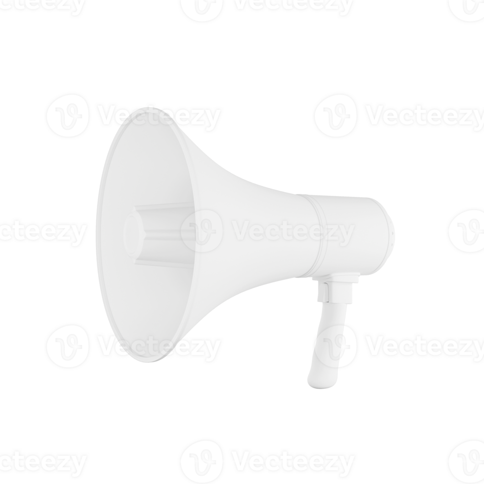 loudspeaker or megaphone horn white megafon is icon mockup of announcer loudspeaker render 3d illustration png