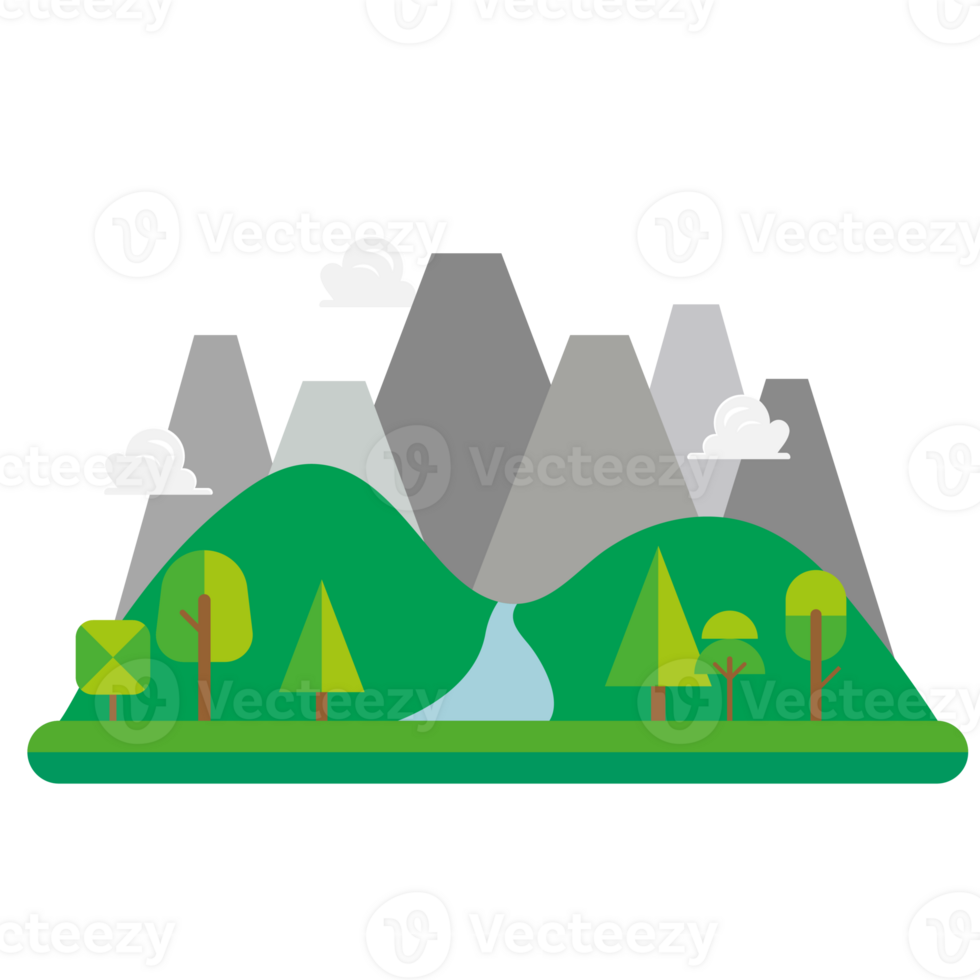 Forest and mountain landscape png