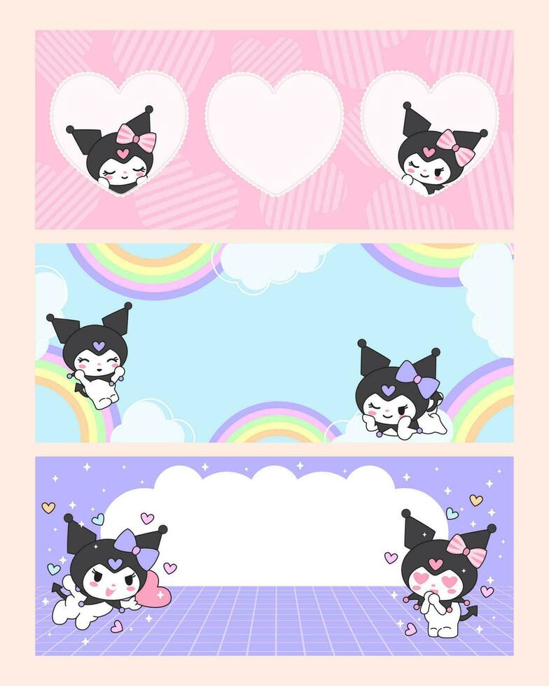 Playful Cute Little Rabbit in Black Jester Hat Web Banner Template vector