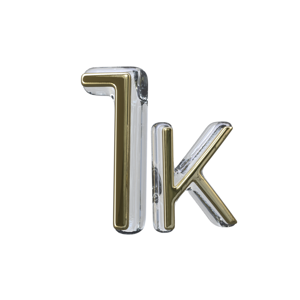 número 1k 3d hacer transparente antecedentes png