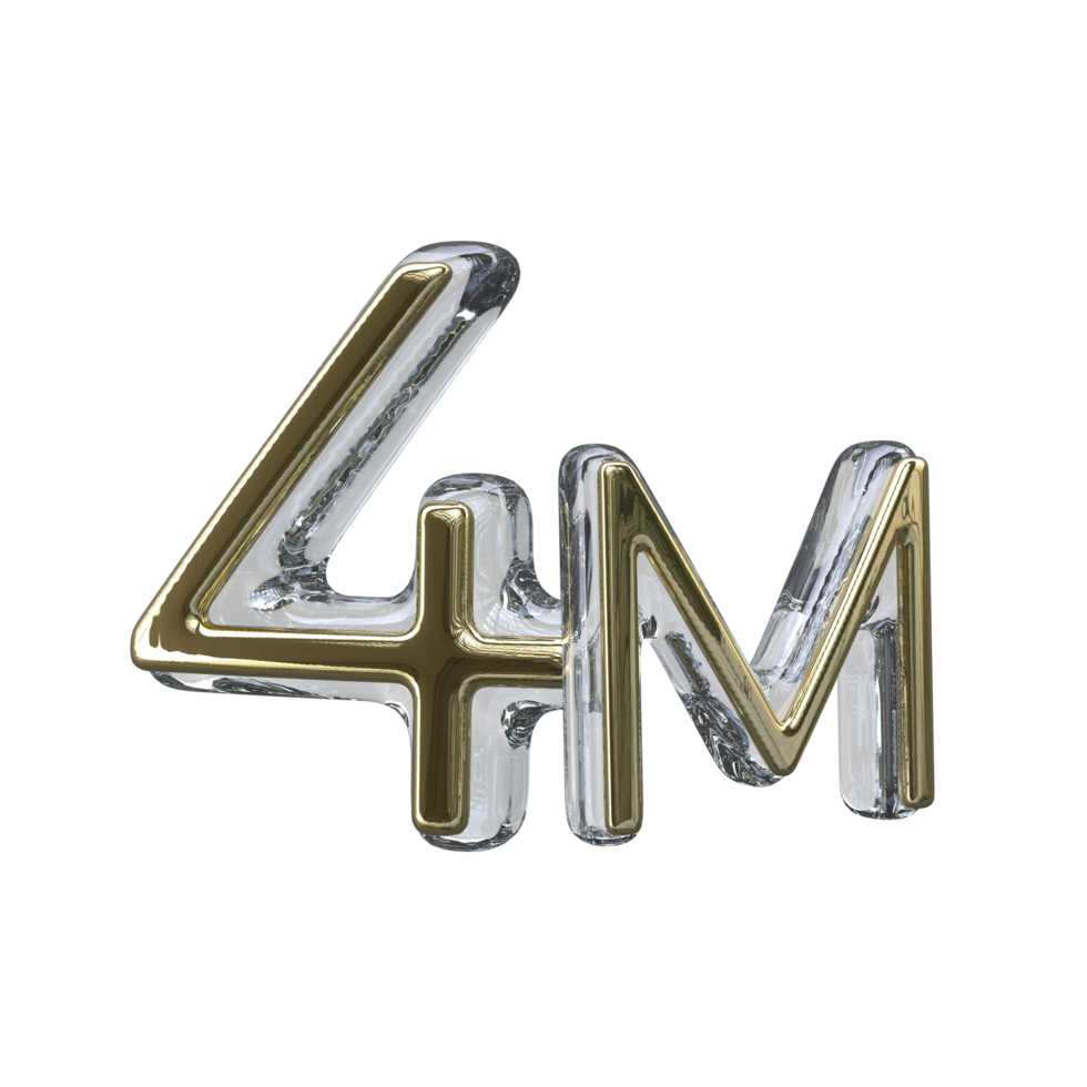 Number 4m 3D render transparent background png
