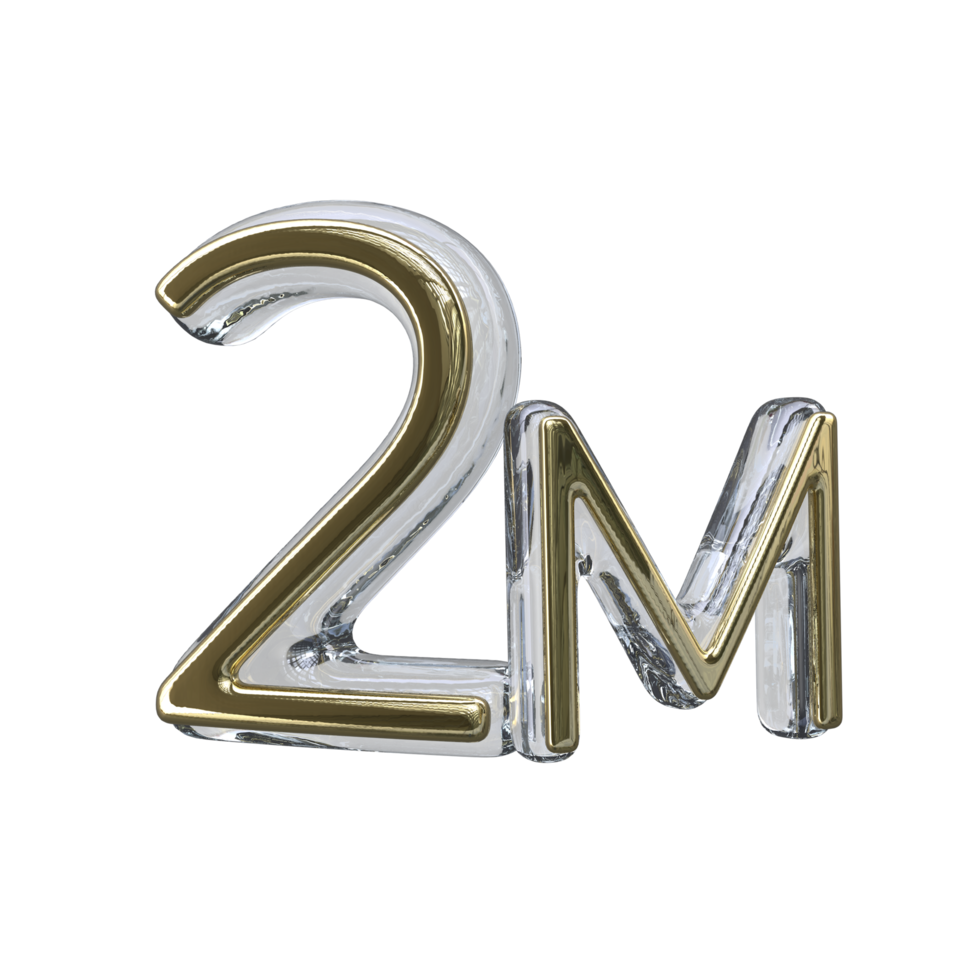 Number 2m 3D render transparent background png